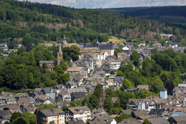Bad Berleburg, in the district of Siegen-Wittgenstein, Rothaargebirge, Sauerland, upper town, with
