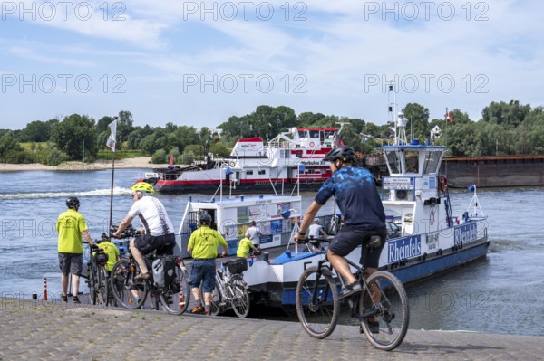 Rhine ferry, car ferry between Duisburg-Walsum and Orsoy, here on the Walsum bank, pushed convoy