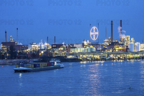 Backdrop of Chempark Leverkusen, Bayer Leverkusen, chemical park, chemical plant, river Rhine,