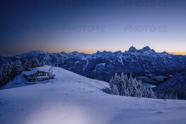 Snow-covered windscape in the Alps at Neunerköpfle in the Tannheimer Tal in Tyrol, Austria, Europe