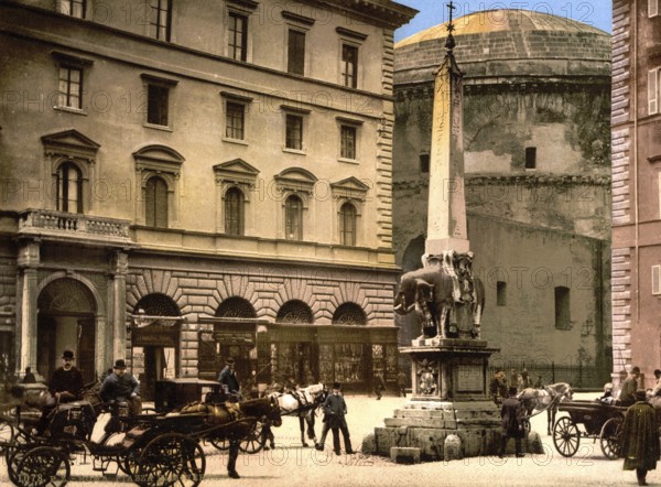 Piazza di Minerva, Rom, Italien / Rome, Italy, Historic, digitally restored reproduction from a