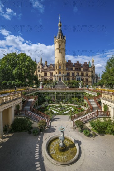 Schwerin, Mecklenburg-Vorpommern, Germany, Schwerin Castle on Lake Schwerin, seat of the