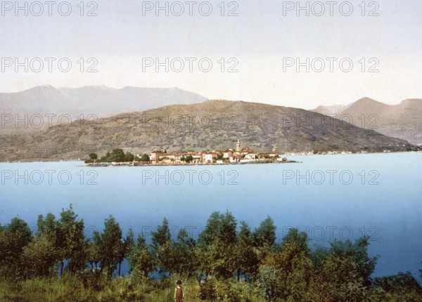 Isola Pescatori, Lago Maggiore, Italy, Lake Maggiore, Italy, Historical, digitally restored