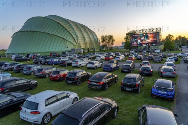 Drive-in cinema at Essen/Mülheim Airport Motor Movies, temporary film screening, at the WDL airship