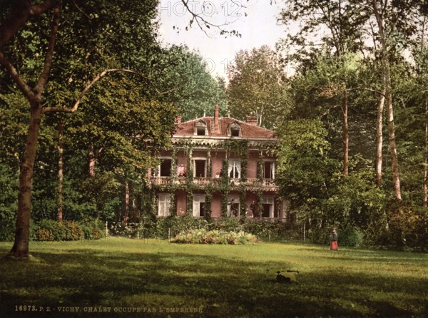 The cottage that the Emperor lived in, Vichy, Auvergne-Rhône-Alpes, France, ca 1890, Historical,