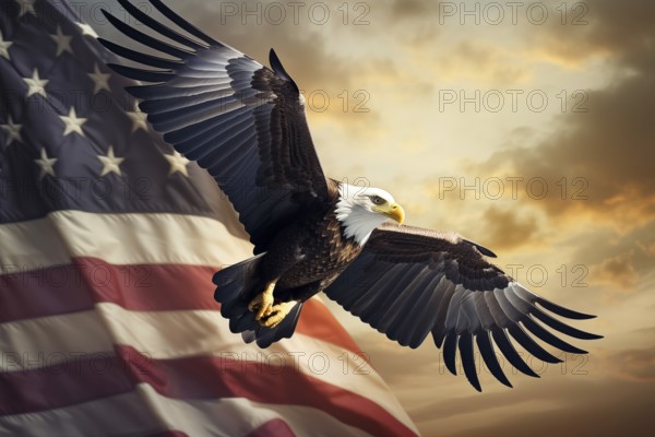 US Independence concept - the majestic American Bald Eagle with outspread wings USA National Symbol
