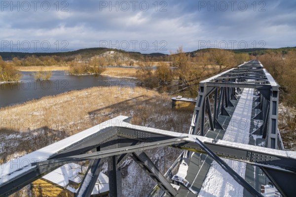 Europabrücke Bienenwerder, also Europabrücke Neurüdnitz-Siekierki with snow in winter, former