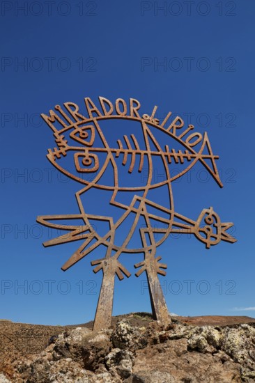 Sculpture Bird and fish by the artist César Manrique, Mirador del Río viewpoint designed by the