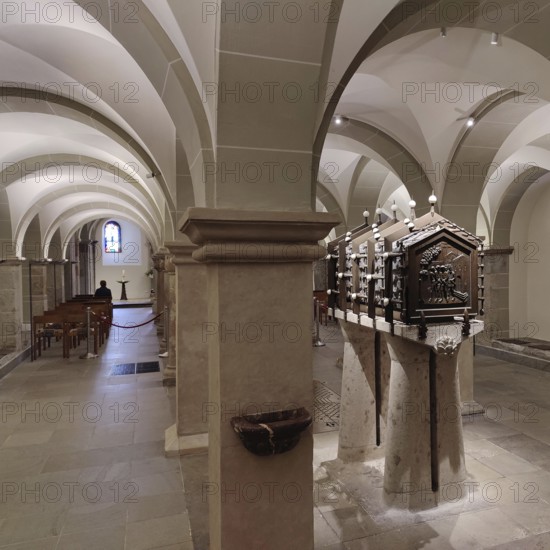 Interior view of Bonn Minster, also known as the Minster Basilica, east crypt, Bonn, North