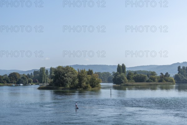 River islands in the nature reserve, Stein am Rhein, water sports, Canton Schaffhausen,