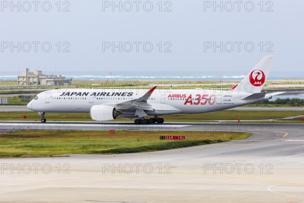 A JAL Japan Airlines Airbus A350-900 aircraft with the registration number JA01XJ at Okinawa