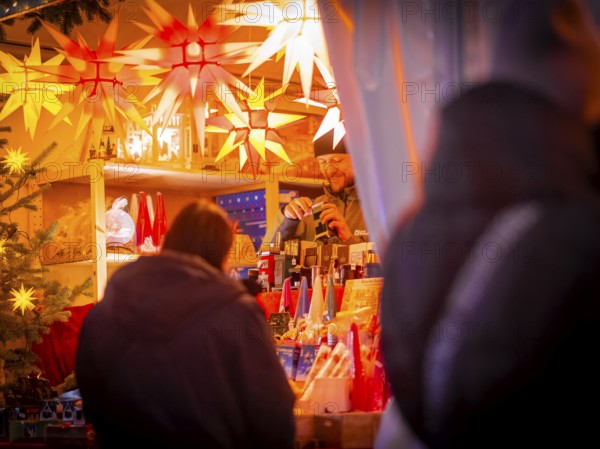 Christmas market on the main street in Dresden Neustadt, Dresden, Saxony, Germany, Europe