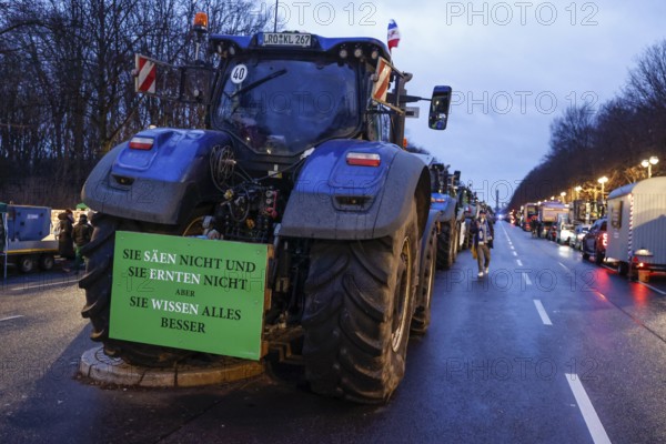 Thousands of farmers demonstrate with their tractors against the planned cancellation of the