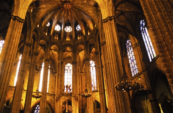 Interior of the Cathedral of the Holy Cross and St Eulalia, Cathedral in the city of Barcelona,