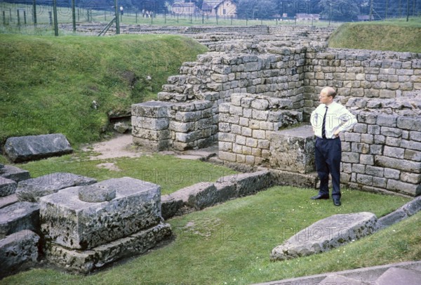 Visit by the Archaeological Society to Hadrian's Wall, Northumberland, England, UK Dr Brian Dobson