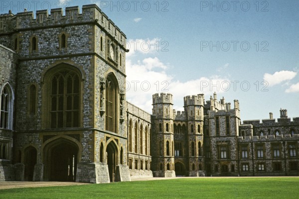 Gardens and historic buildings of Windsor Castle, Berkshire, England, UK, September 1959