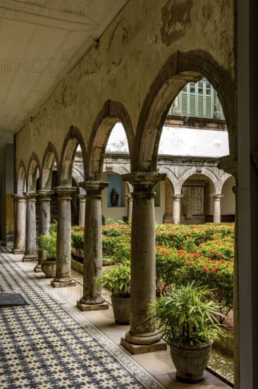 Inner courtyard of historic church with arches and columns in Recife, Pernambuco, Brazil, Recife,