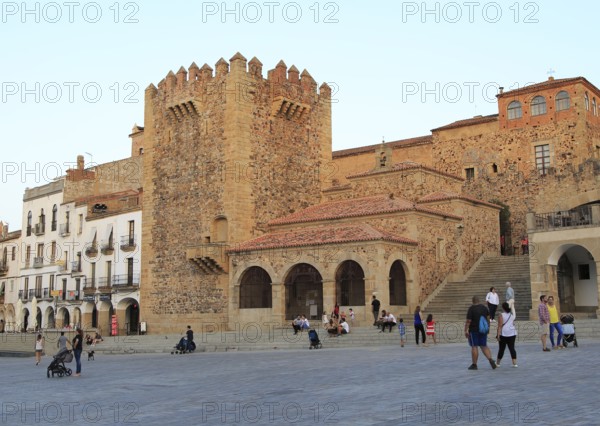 Torre de Bujaco tower in Plaza Mayor, Caceres, Extremadura, Spain, Europe