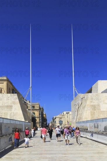 City Gate designed by Renzo Piano, 25m high metal blades, Valletta, Malta, Europe