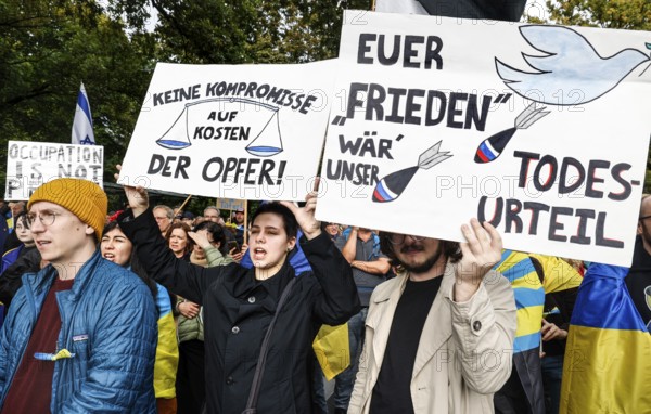 Ukrainians at the counter-demonstration Your peace is our death sentence, Berlin, 3 October 2024,