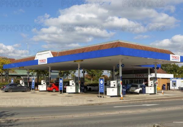 Tesco Extra fuel filling station, Swindon, Wiltshire, England, UK