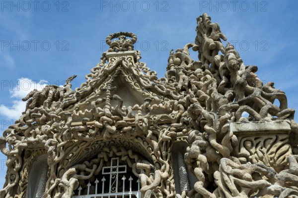 Hauterives. Grave of the Postman Ferdinand Cheval at the cemetery. Drôme, Auvergne-Rhone-Alpes,