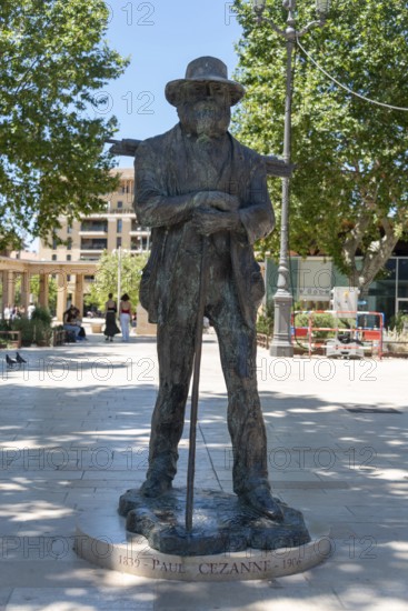 Monument to the painter Paul Cezanne on the Place de la Rotonde in Aix-en-Provence,
