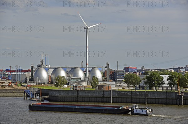 Europe, Germany, Hanseatic City of Hamburg, Elbe, harbour, view to the digesters, digesters, sewage