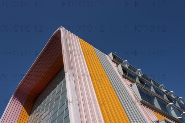 Colourful roof façade, Experimental Factory, Magdeburg, Saxony-Anhalt, Germany, Europe