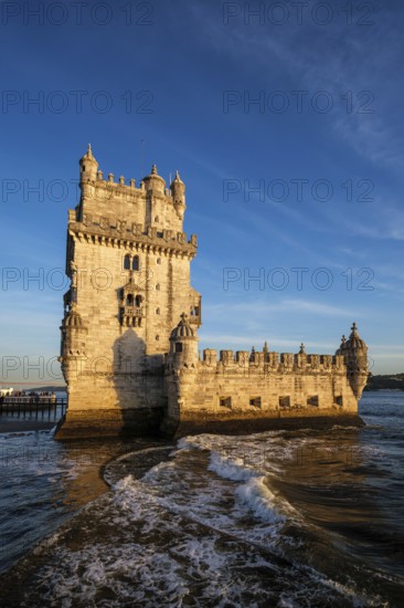Belem Tower or Tower of St Vincent, famous tourist landmark of Lisboa and tourism attraction, on