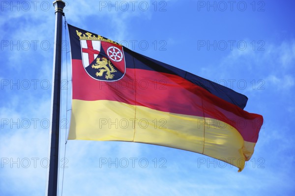 Flag of Rhineland-Palatinate in the state capital Mainz