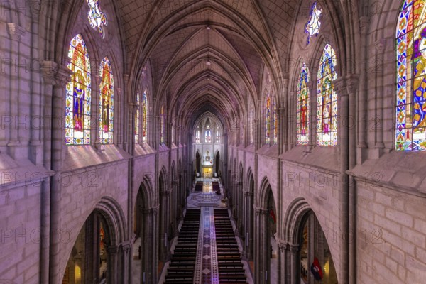 Cathedral Basilica of National Vow in historic center of Quito, Ecuador. Roman catholic church