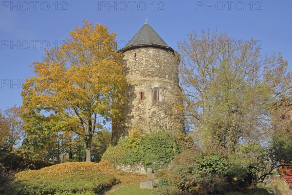 Historic Alexander Tower built 15th century, autumn atmosphere, fortified defence tower, Middle
