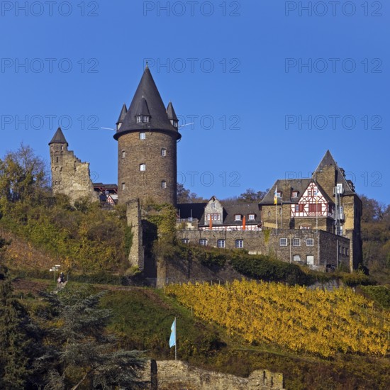 Stahleck Castle, hilltop castle, now a youth hostel, Bacharach, UNESCO World Heritage Upper Middle