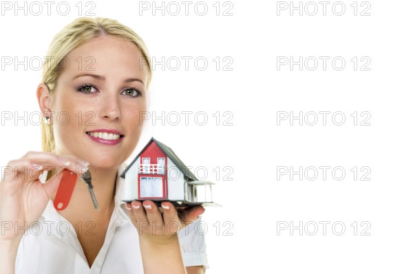 A woman protects your house and home. Good insurance and reputable financing provide peace of mind,