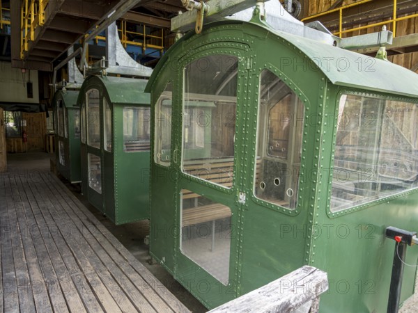 Cabins of an old cable car, Reserva Biológica Huilo Huilo, Chile, South America