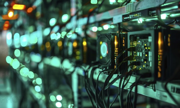 IT Server room in Advanced datacenter services cloud connections, AI generated