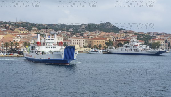 Car ferries at the island of La Maddalena, Maddalena town, La Maddalena Archipelago, Sardinia,