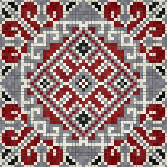 Mosaic tiles decorative background, seamless repeating vector pattern template for wallpaper,