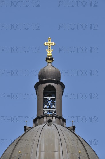 Dome with carillon of the Protestant Christuskirche in Mainz, Rhineland-Palatinate, Germany, Europe