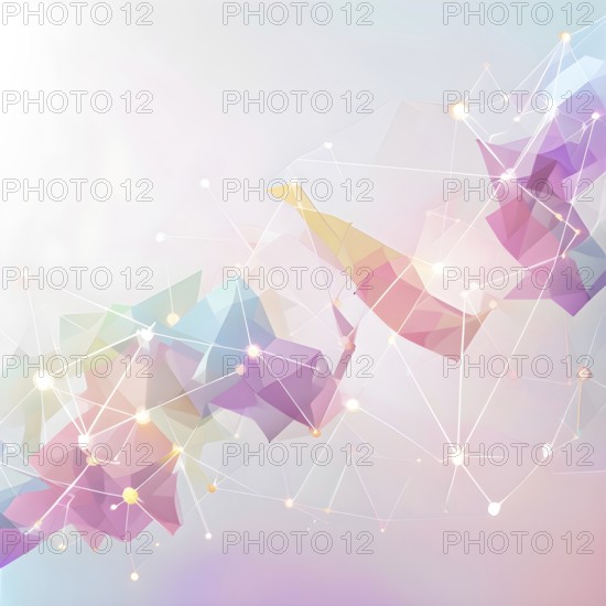 Abstract polygons shifting and rotating seamlessly, connected by glowing lines representing AI
