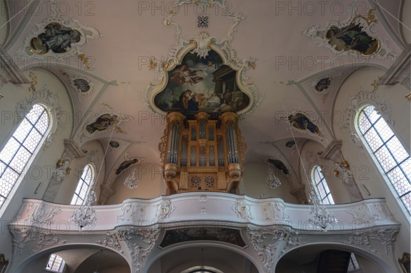 Organ loft of the baroque St Martin's Church, organ from 1768, Riegel am Kaiserstuhl,