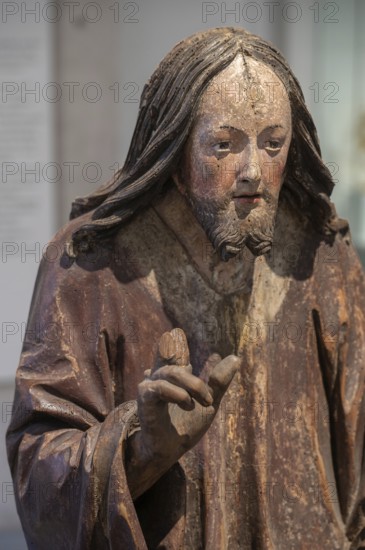 Head of Christ, detail of the Palmesel, wooden figure from around 1520, Diözesan Museum, .