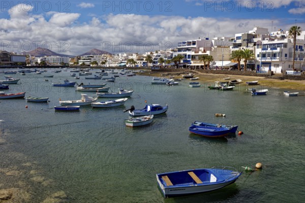 Boats in Charco de San Ginés harbour, Arrecife, Lanzarote, Canary Islands, Canary Islands, Spain,
