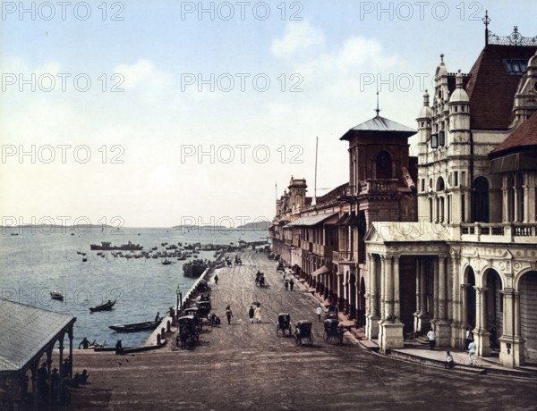Singapore, Collyer Quai, Historic, digitally restored reproduction from a 19th century original,