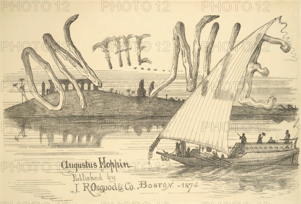 On the Nile, Title page of a travel book from 1874, Historical, digitally restored reproduction