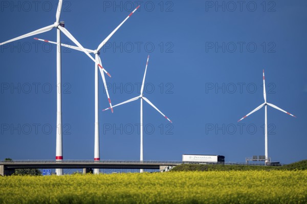 RWE Windpark Jüchen A44n, Garzweiler wind farm, at the Garzweiler opencast lignite mine, on the A44
