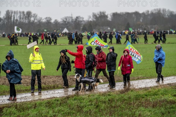 Many thousands of demonstrators march after a demonstration against the demolition of the lignite