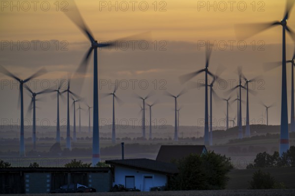 Wind farm, south of the village of Helmern, belongs to Bad Wünnenberg, Paderborn district, OWL,