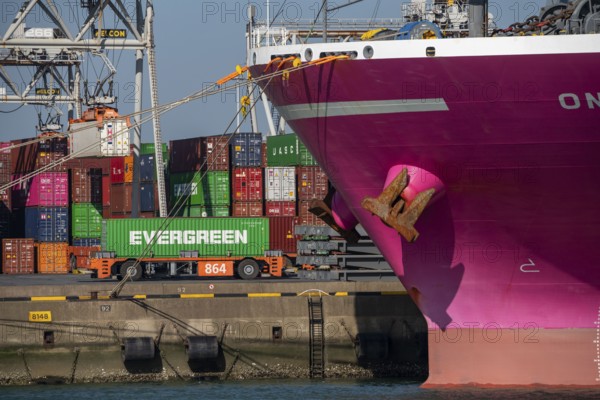 Self-driving, automated container transporters bring the containers to the loading and storage